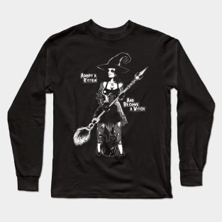 Halloween witch and cat Long Sleeve T-Shirt